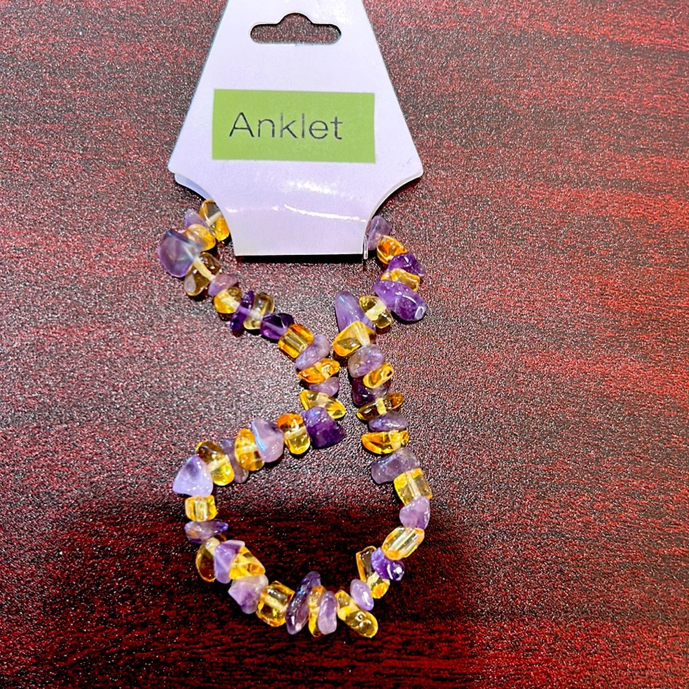 9 in Amethyst and Sunstone anklet